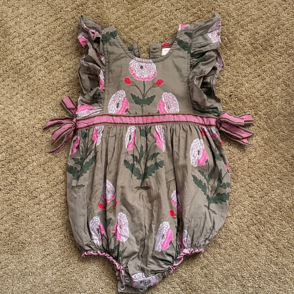 Pink Chicken toddler floral bubble romper